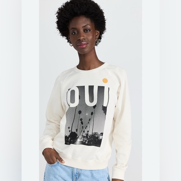 NEW CLARE V. Cream THIERRY PALM OUI SWEATSHIRT - Picture 2 of 8